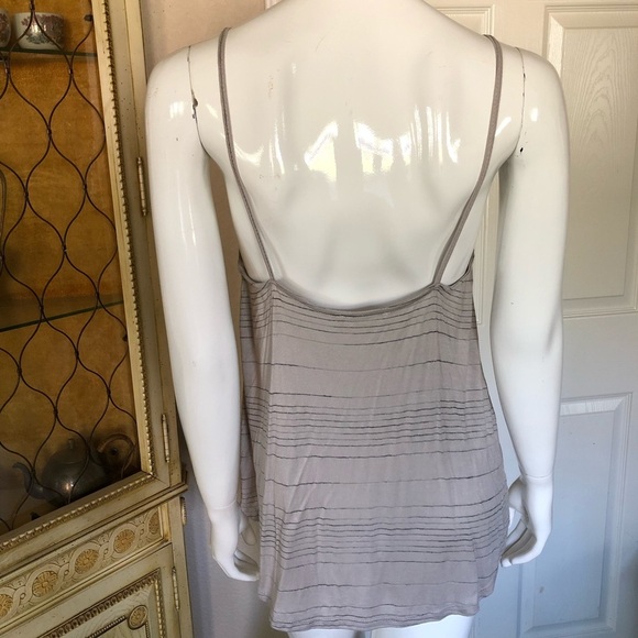 New Lush Taupe Stripe Flowy Tank Top Sz S/M - Picture 2 of 6
